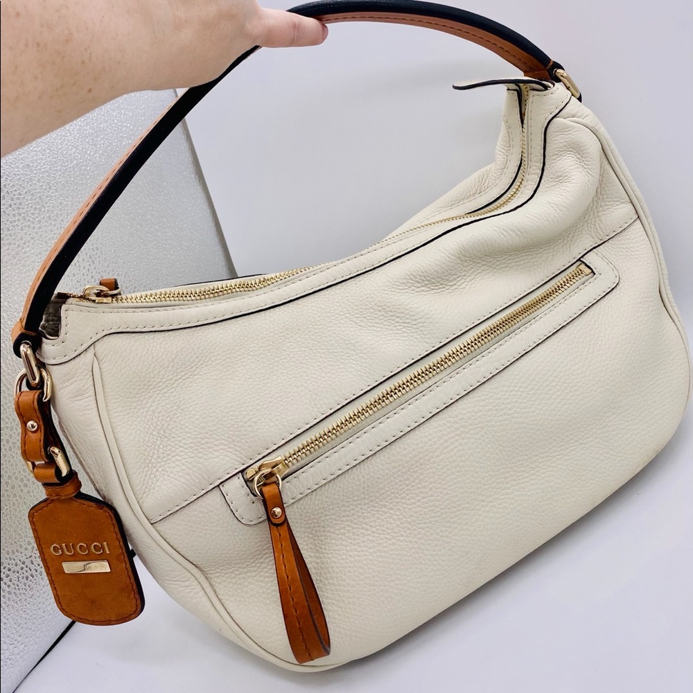 Gucci Cream Leather Hobo Bag